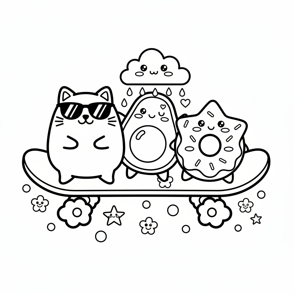 Skateboard coloring page for adults - Standard style