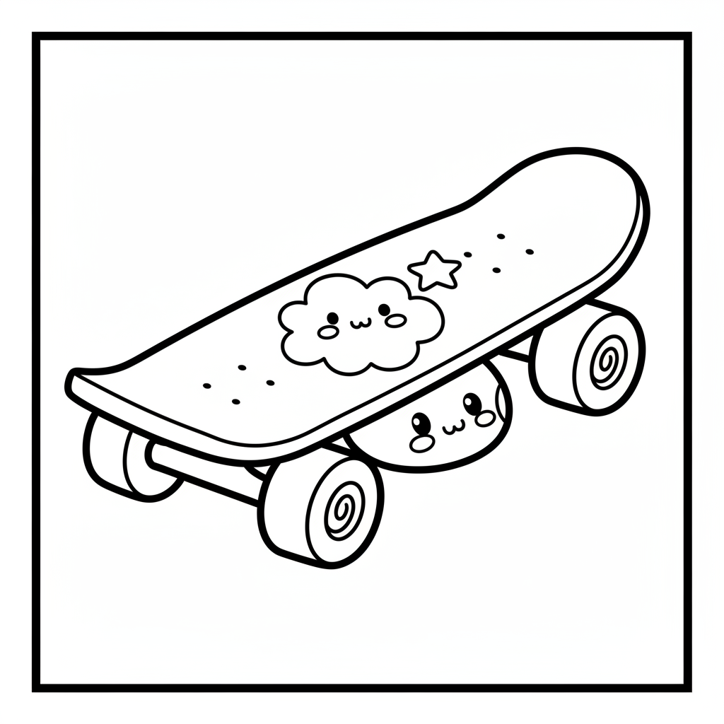 Free printable Skateboard coloring page for Principiantes. High-quality black and white coloring sheet designed for Principiantes. Perfect for creativity and fun.