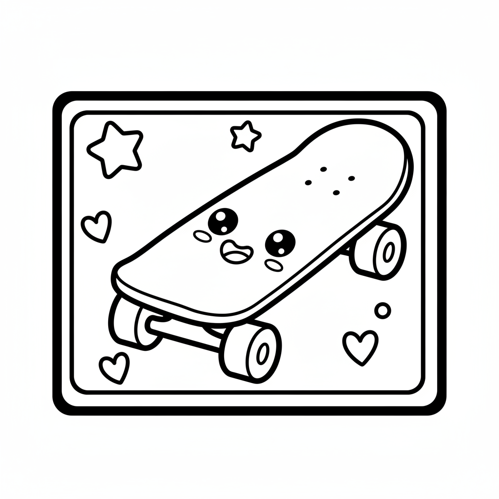 Skateboard coloring page for preschoolers - Standard style