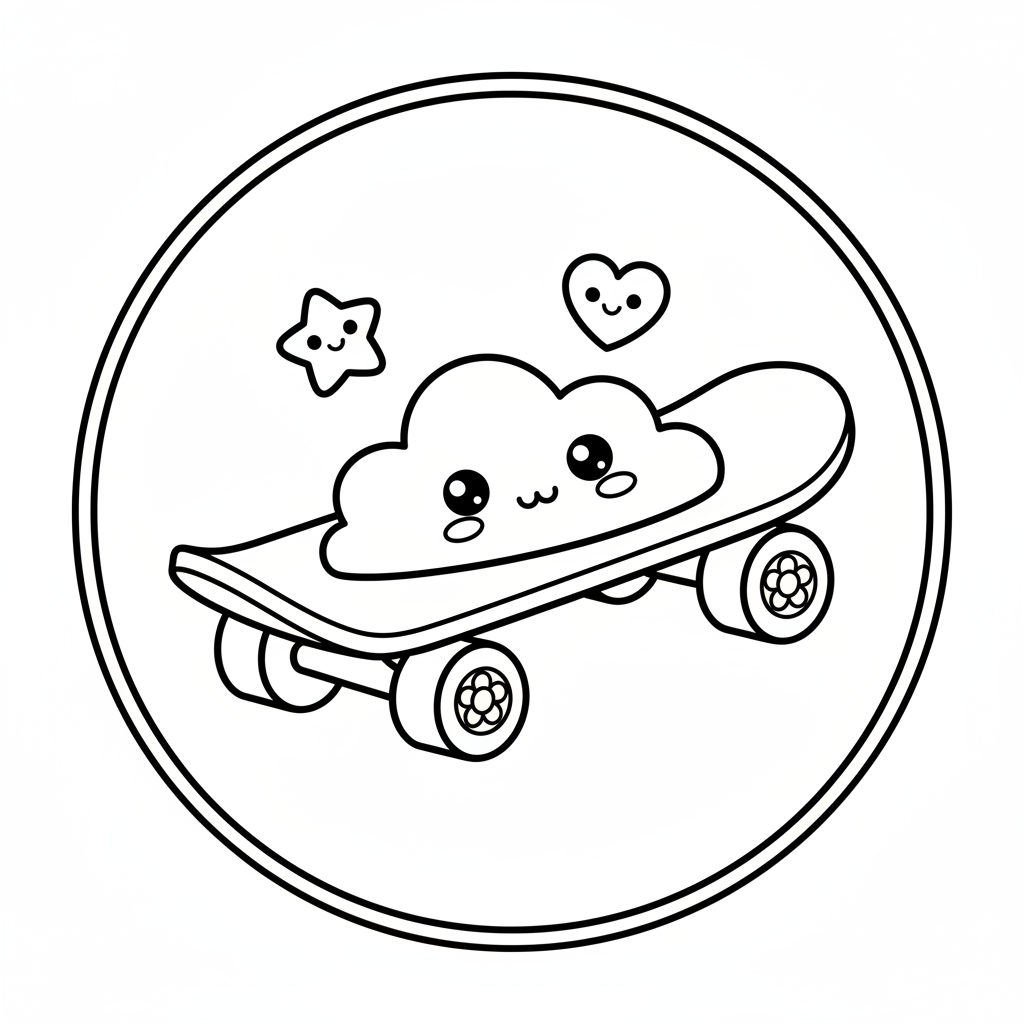 Skateboard coloring page for toddlers - Standard style