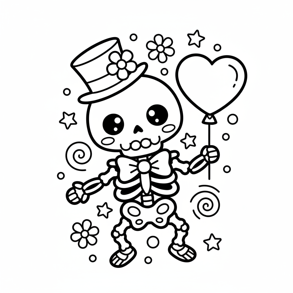 Skeleton coloring page for adults - Standard style