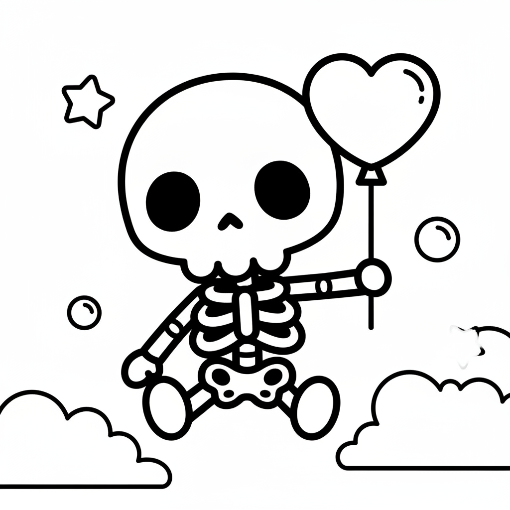 Skeleton coloring page for beginners - Standard style