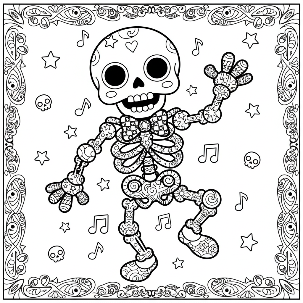 Skeleton coloring page for experts - Standard style