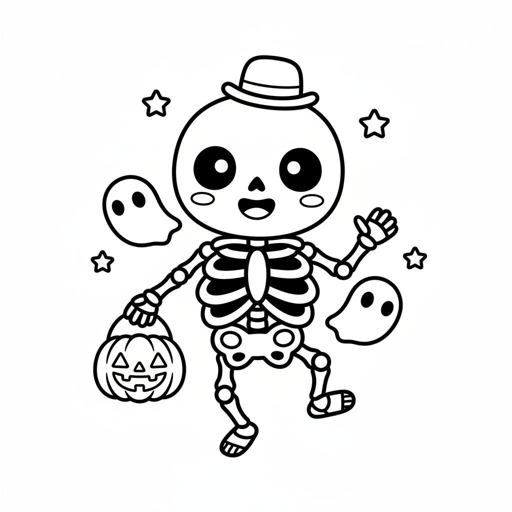 Skeleton coloring page for kids - Standard style