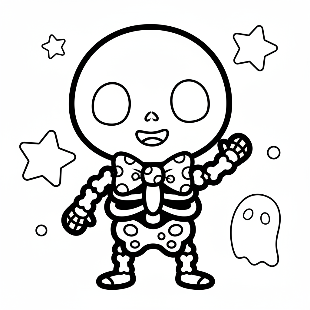 Skeleton coloring page for preschoolers - Standard style