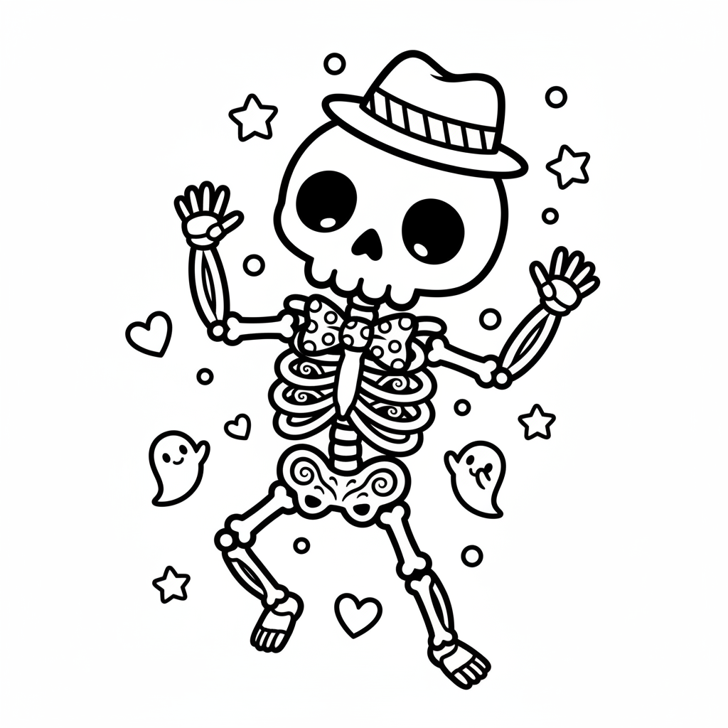 Skeleton coloring page for teens - Standard style
