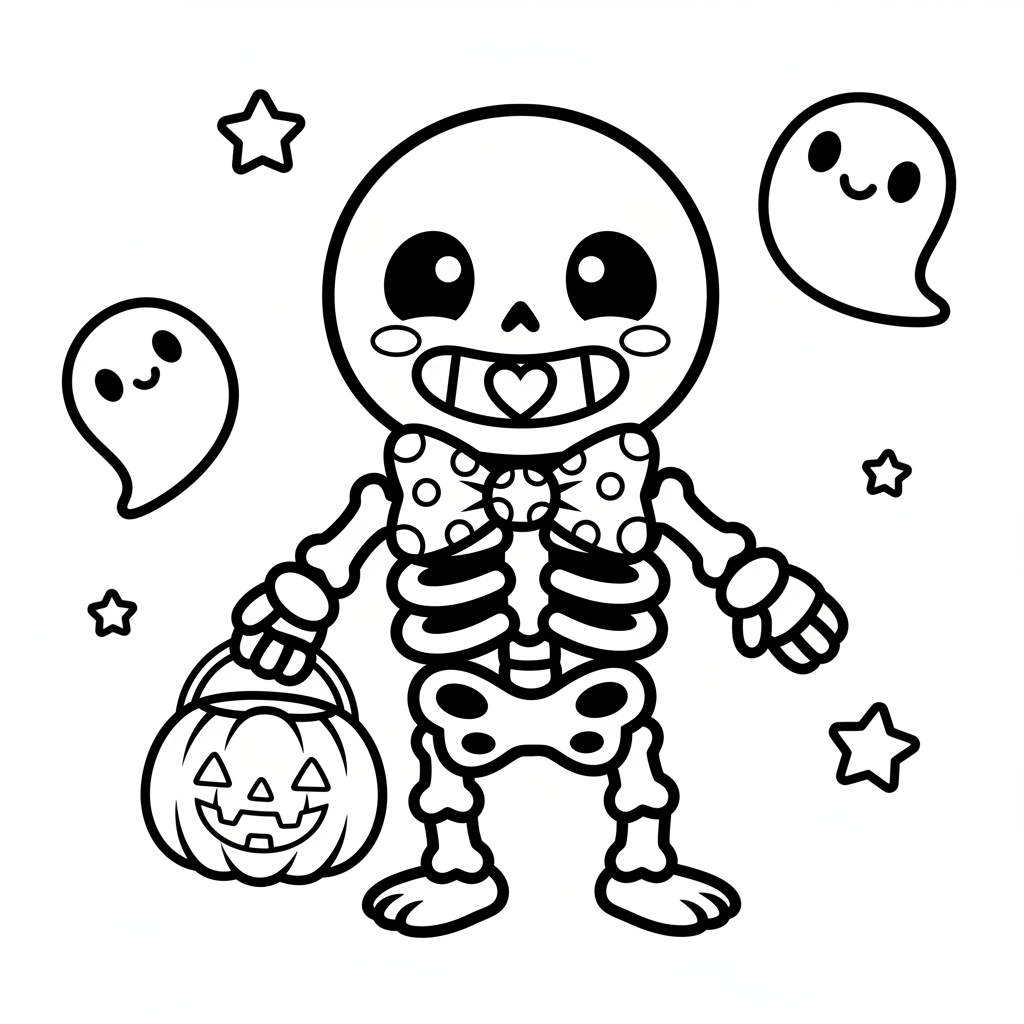 Skeleton coloring page for toddlers - Standard style
