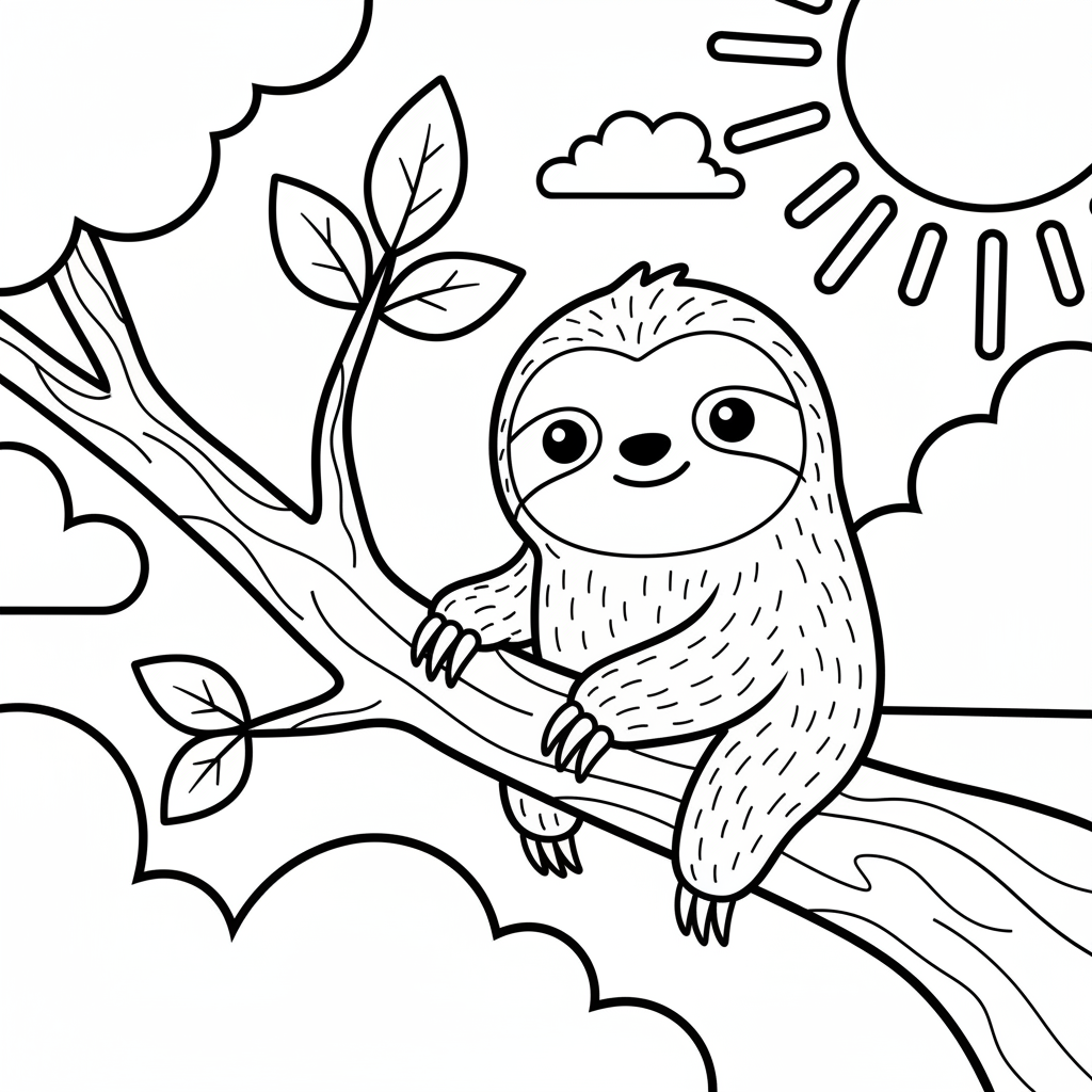 Sloth coloring page for seniors - Standard style