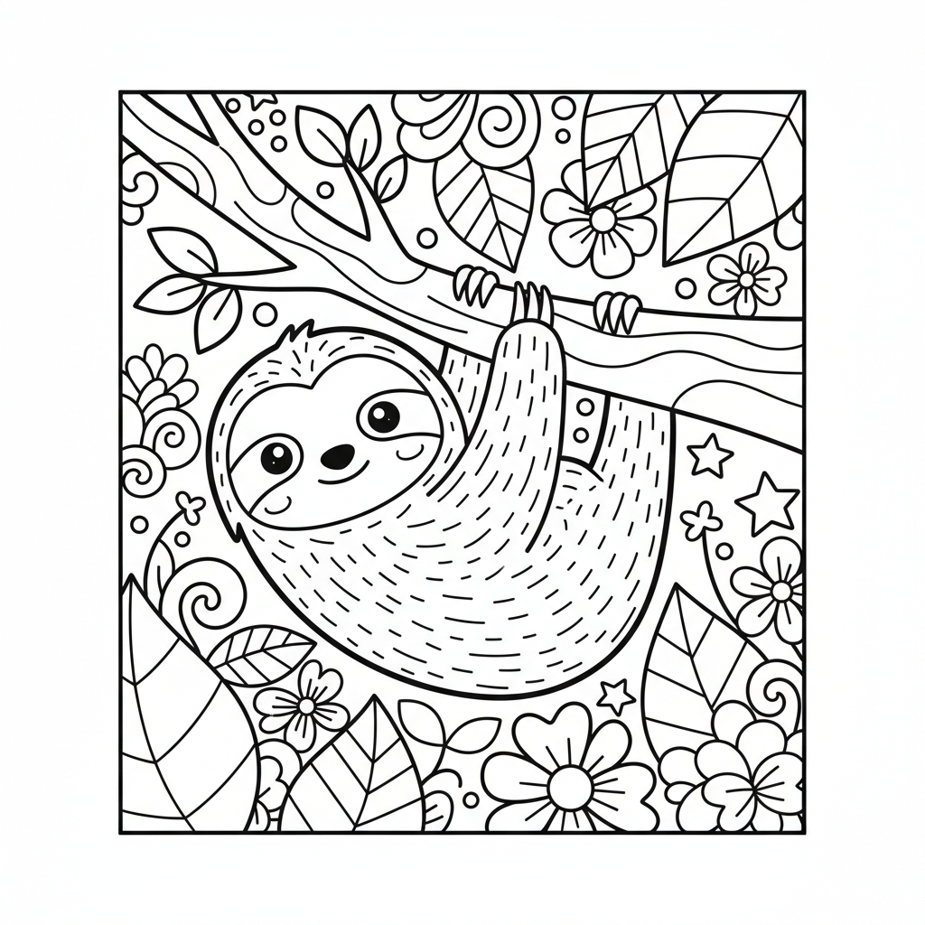 Sloth coloring page for teens - Standard style