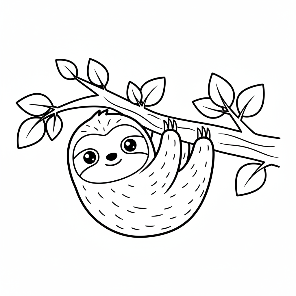 Sloth coloring page for toddlers - Standard style