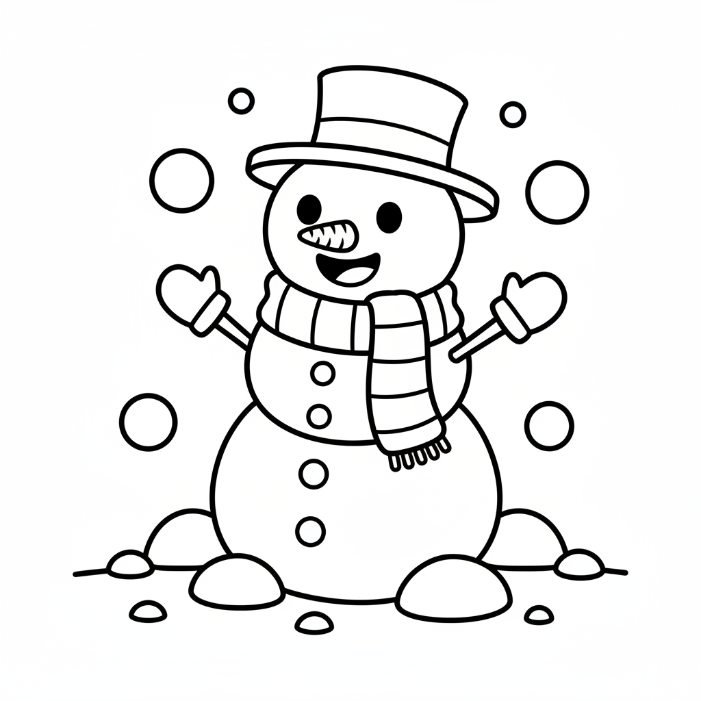 Snow coloring page for kids - Standard style