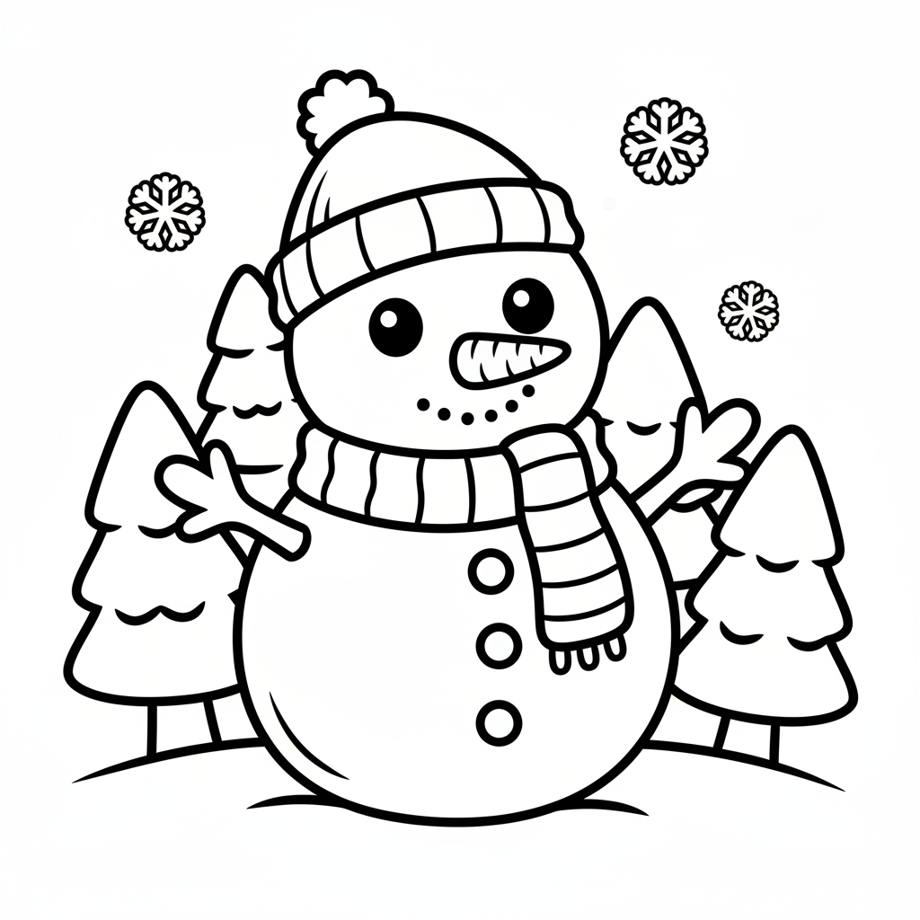 Snow coloring page for preschoolers - Standard style