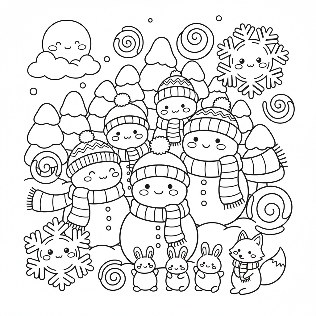 Snow coloring page for teens - Standard style