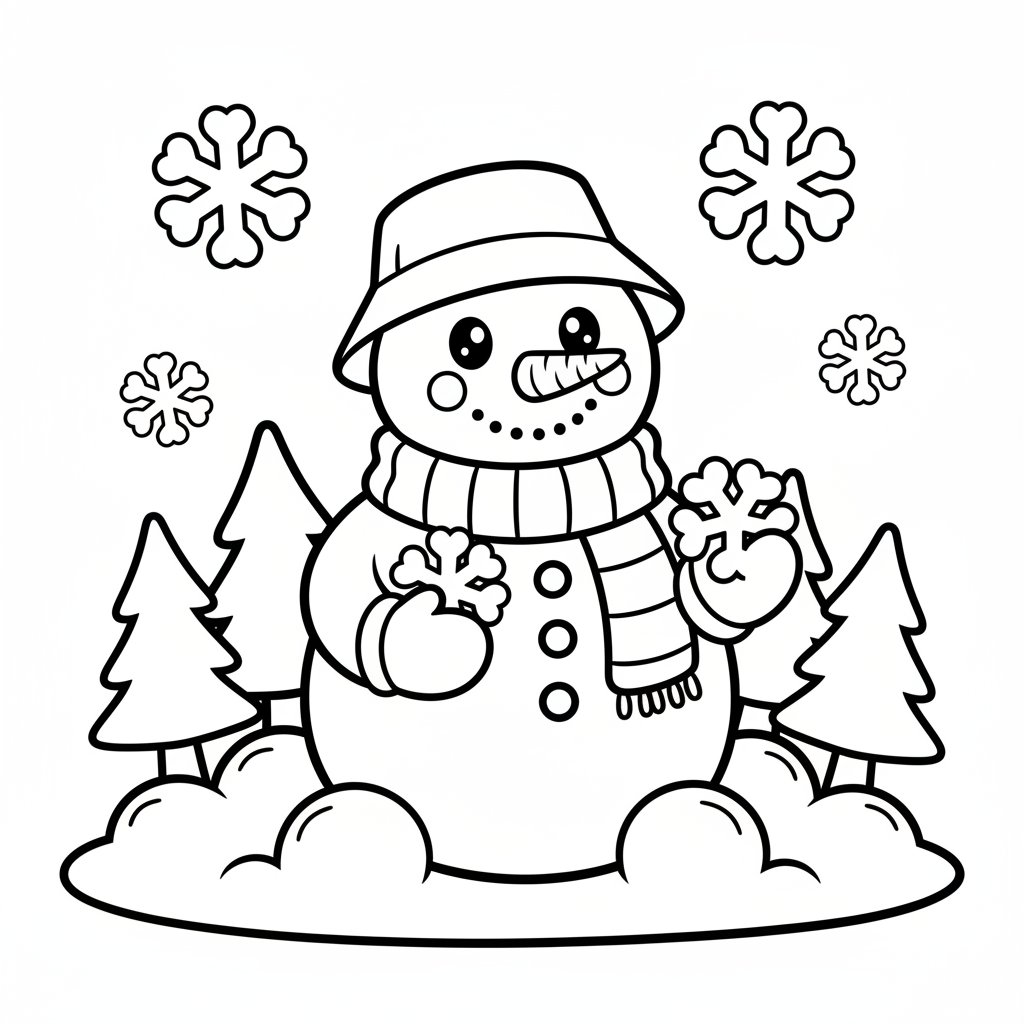 Snow coloring page for toddlers - Standard style