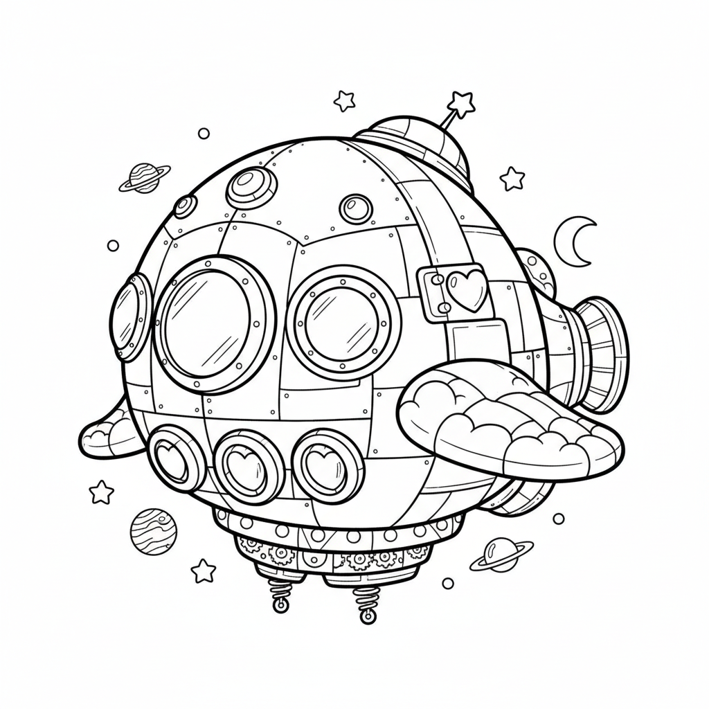 Spaceship coloring page for experts - Standard style