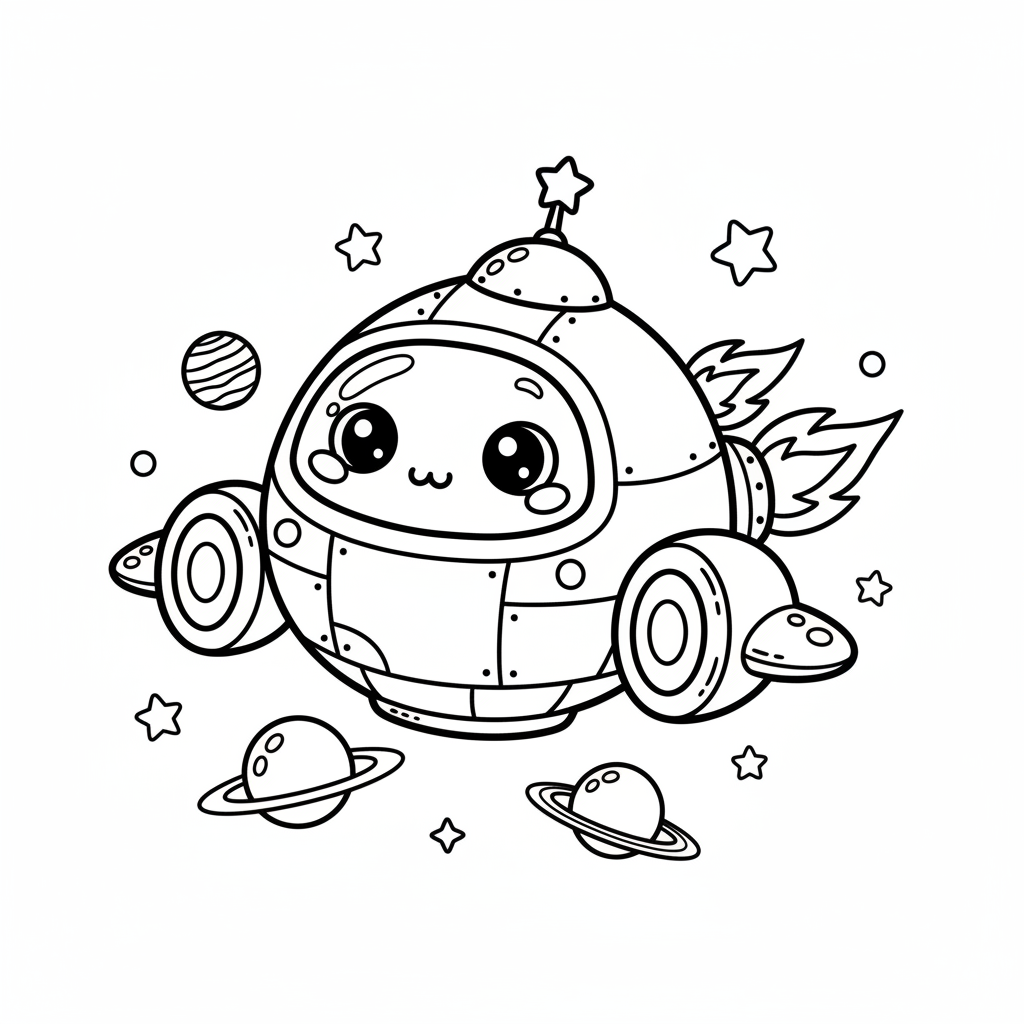 Spaceship coloring page for intermediates - Standard style