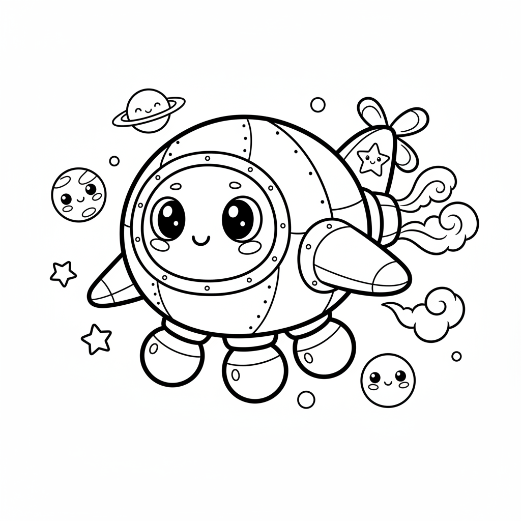 Spaceship coloring page for kids - Standard style