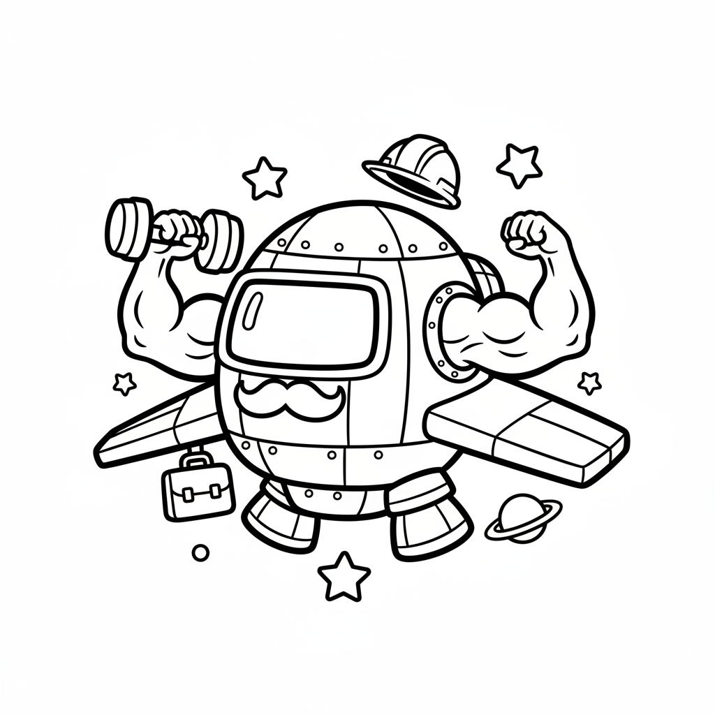 Spaceship coloring page for men - Standard style
