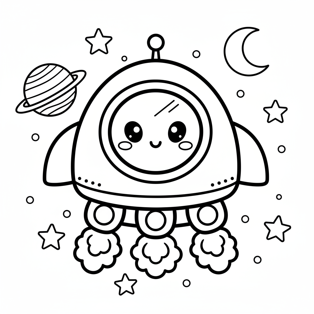 Spaceship coloring page for preschoolers - Standard style