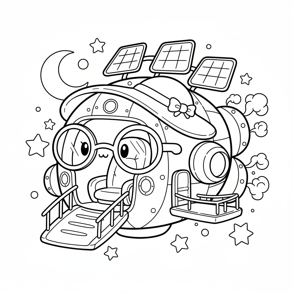 Spaceship coloring page for seniors - Standard style