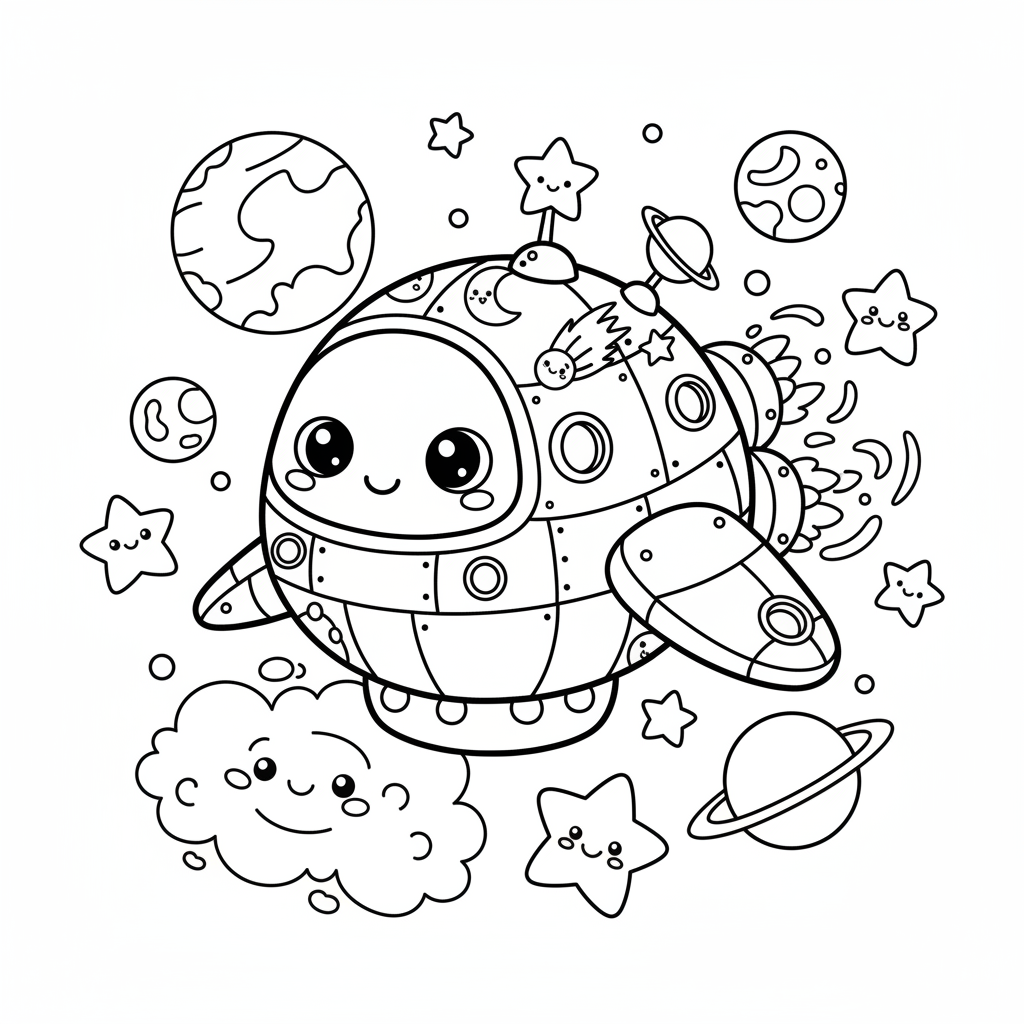 Spaceship coloring page for teens - Standard style