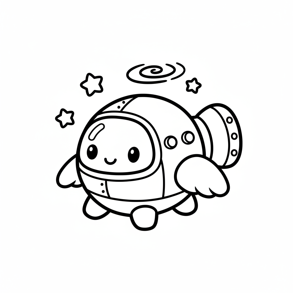 Spaceship coloring page for toddlers - Standard style