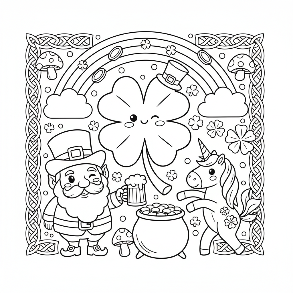St. Patrick's Day coloring page for adults - Standard style