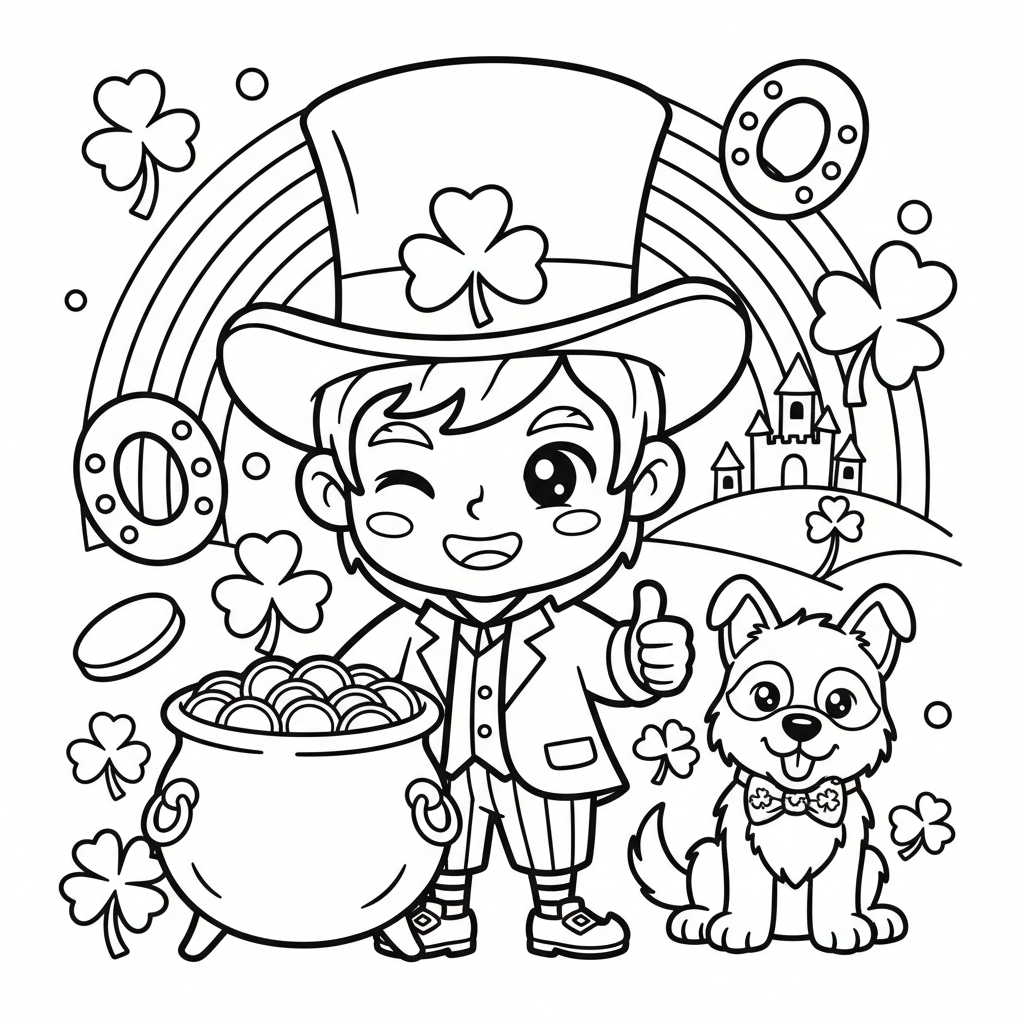 St. Patrick's Day coloring page for boys - Standard style