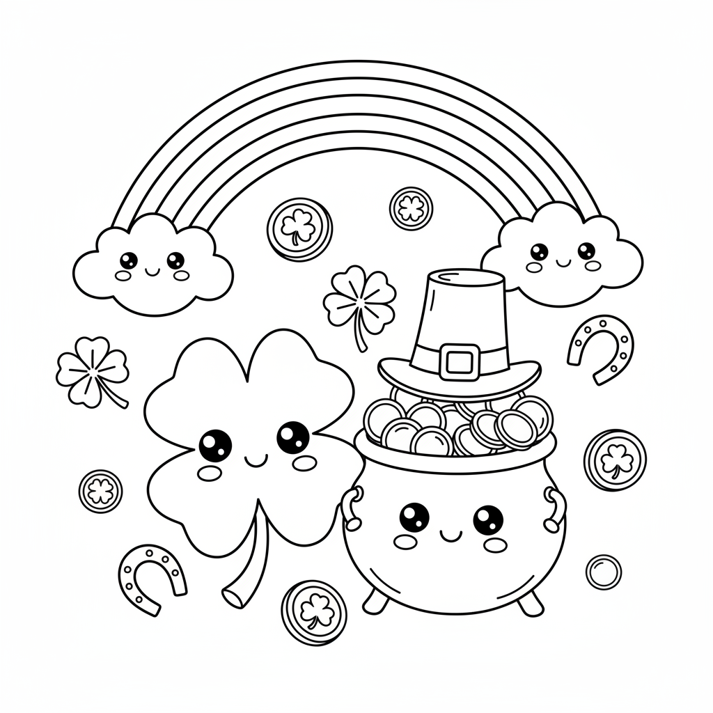 St. Patrick's Day coloring page for preschoolers - Standard style