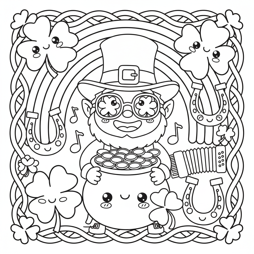 St. Patrick's Day coloring page for seniors - Standard style
