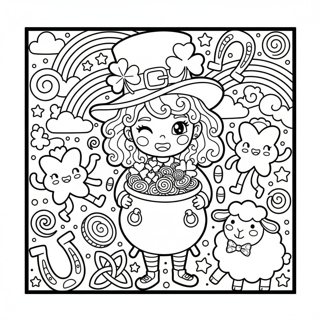 St. Patrick's Day coloring page for teens - Standard style