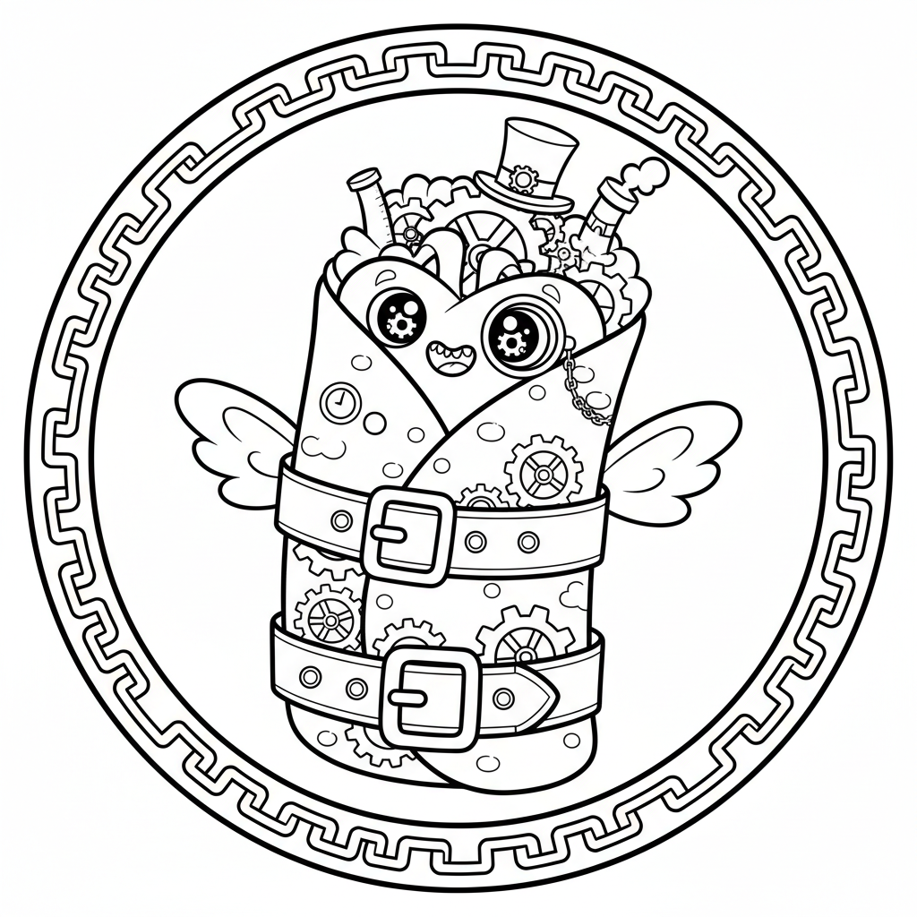 Burrito coloring page for everyone - Steampunk style
