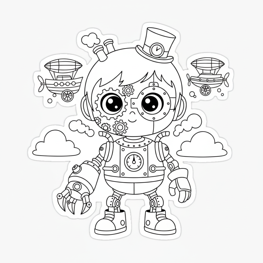 Free printable Cyborg coloring page for Everyone. High-quality black and white coloring sheet designed for Everyone. Perfect for creativity and fun.