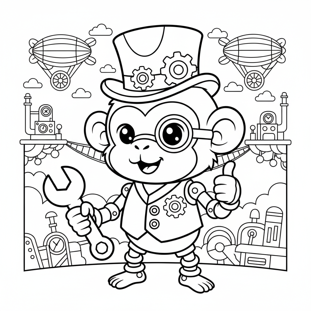 Free printable Monkey coloring page for Everyone. High-quality black and white coloring sheet designed for Everyone. Perfect for creativity and fun.