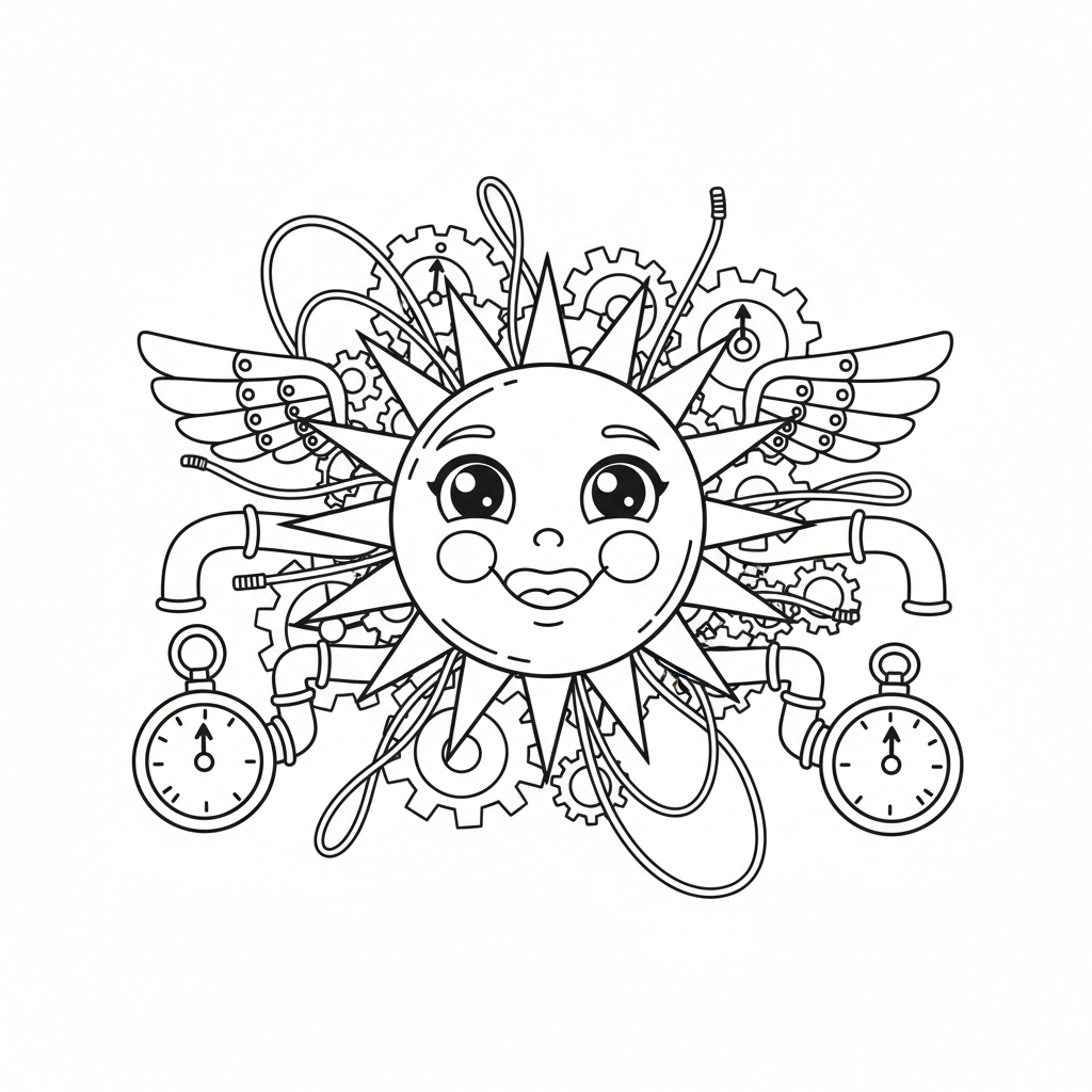 Free printable Sun coloring page for Everyone. High-quality black and white coloring sheet designed for Everyone. Perfect for creativity and fun.