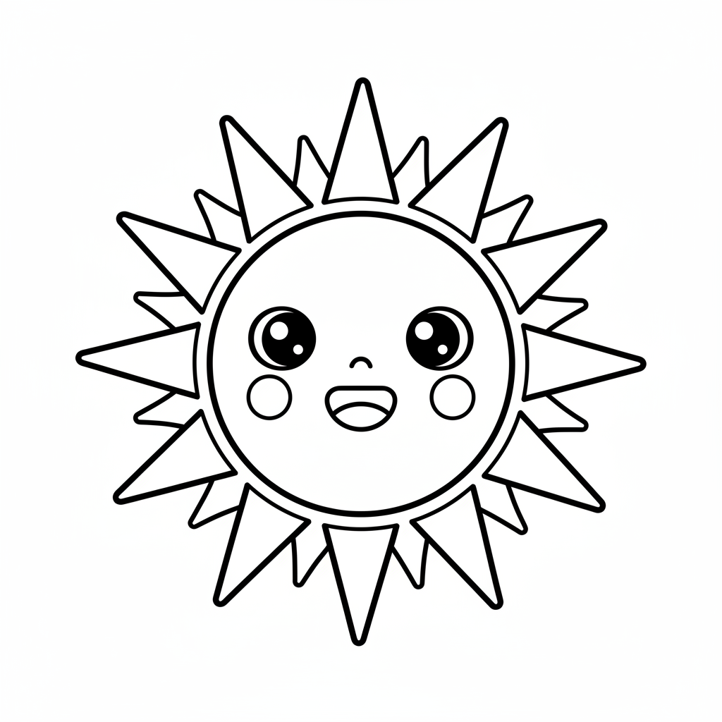Sun coloring page for kids - Standard style