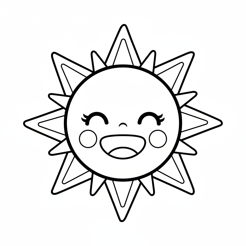 Sun coloring page for preschoolers - Standard style