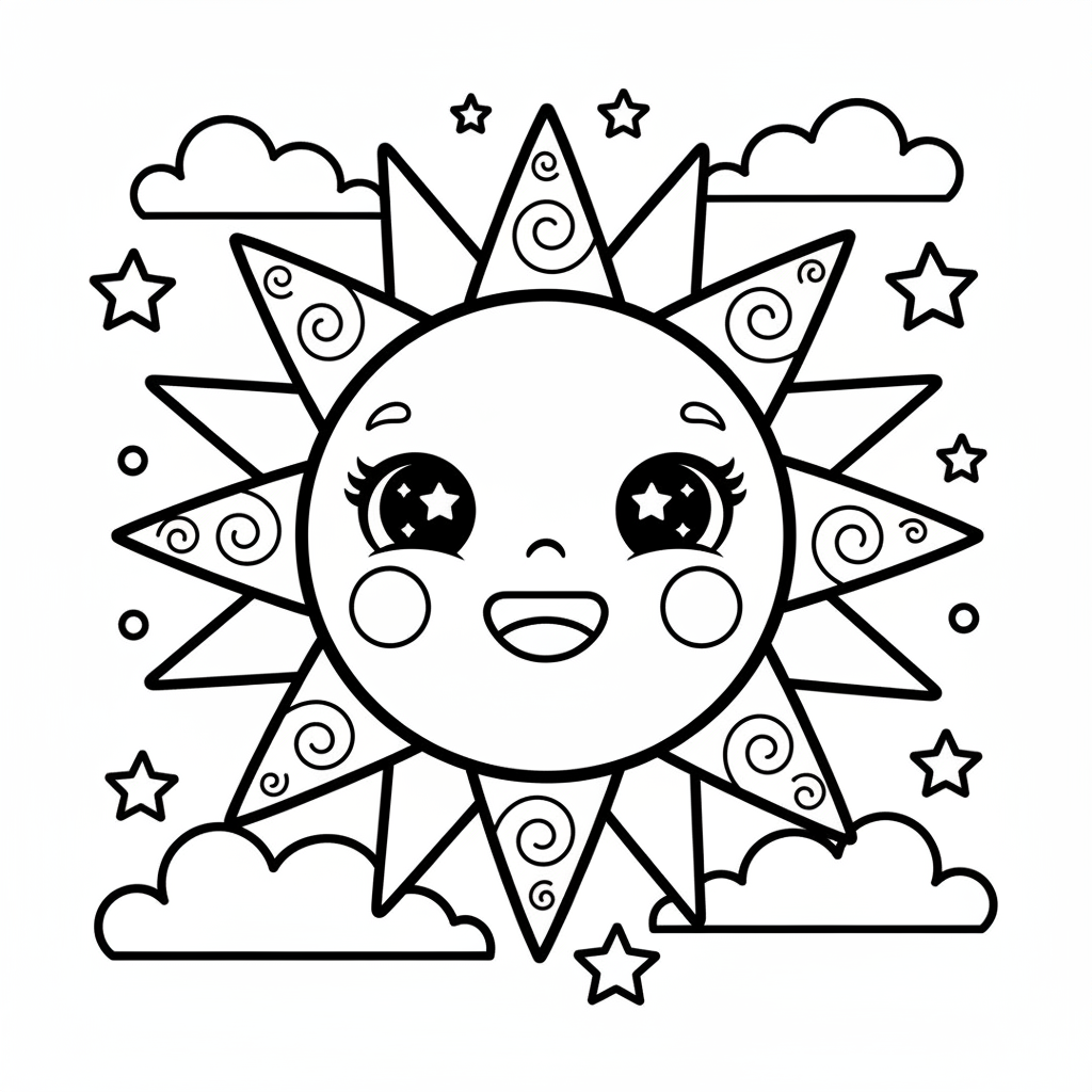 Sun coloring page for teens - Standard style