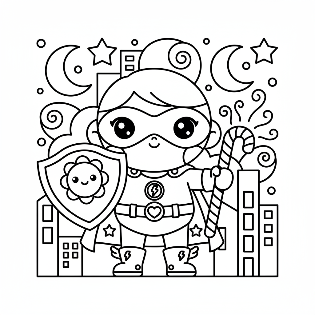 Superhero coloring page for adults - Standard style