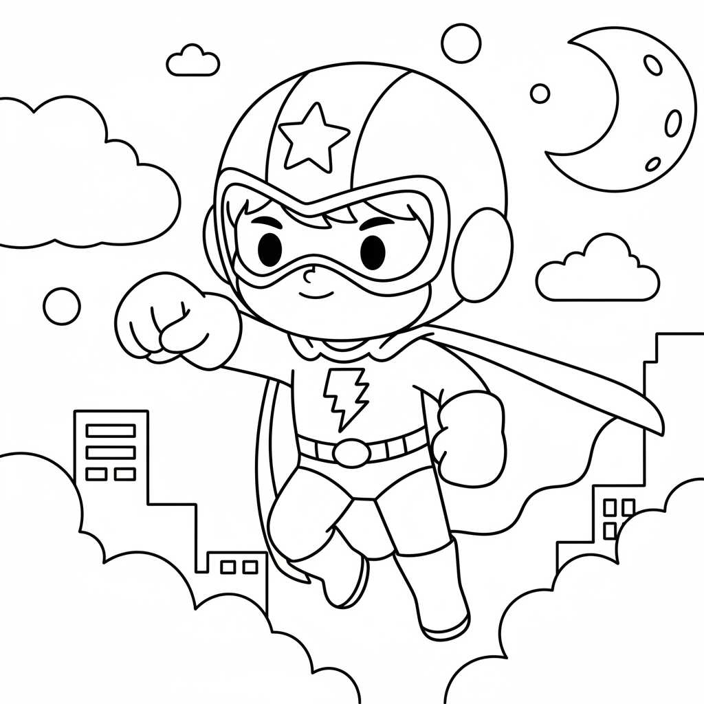Superhero coloring page for boys - Standard style
