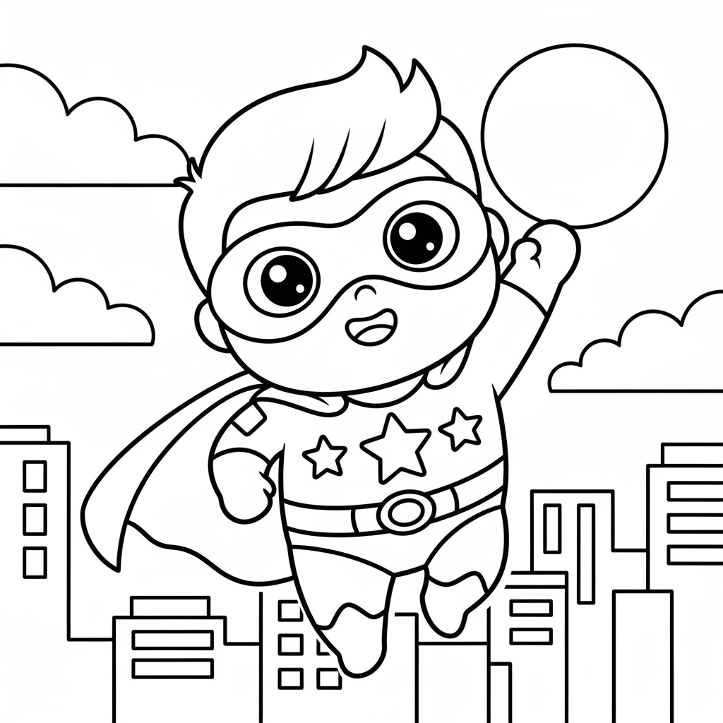 Superhero coloring page for experts - Standard style