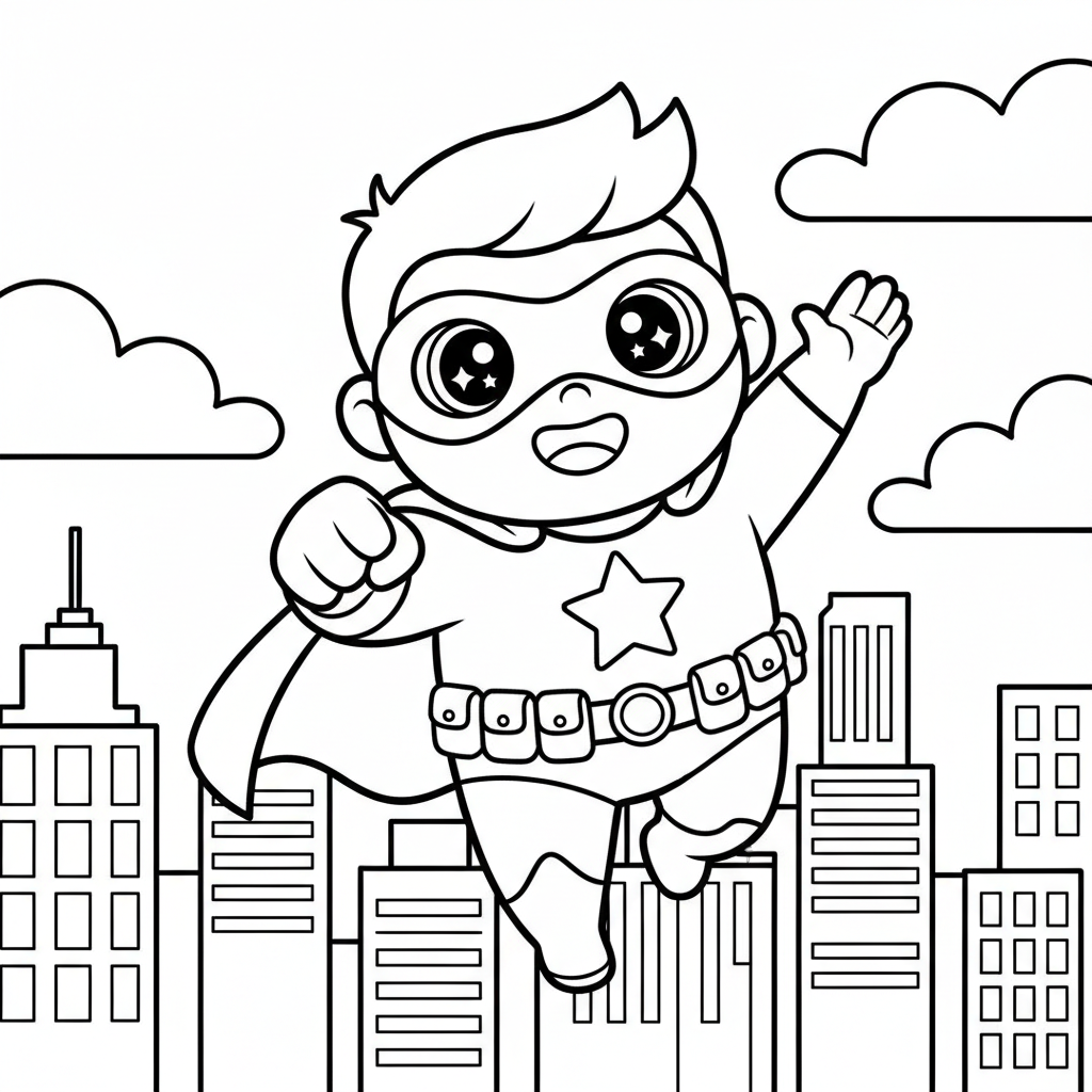 Superhero coloring page for kids - Standard style
