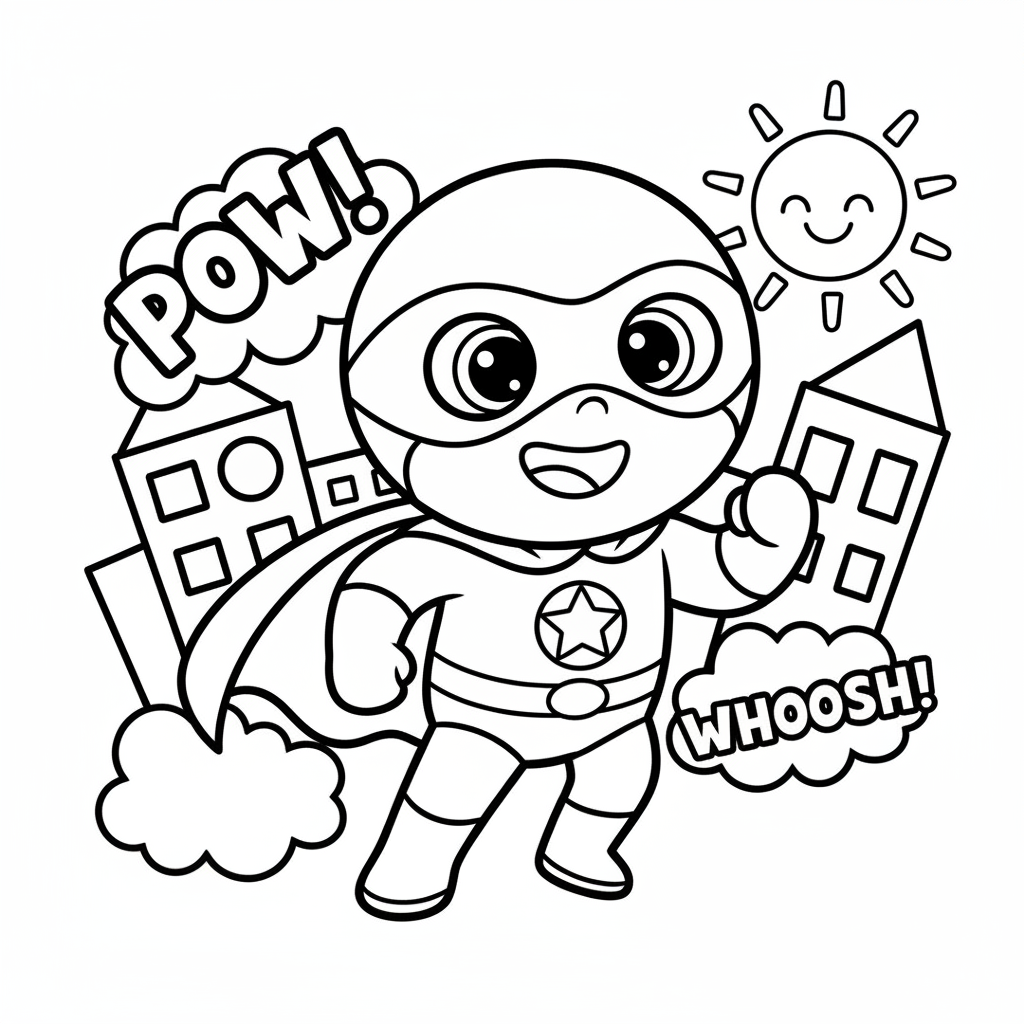 Superhero coloring page for kindergarteners - Standard style