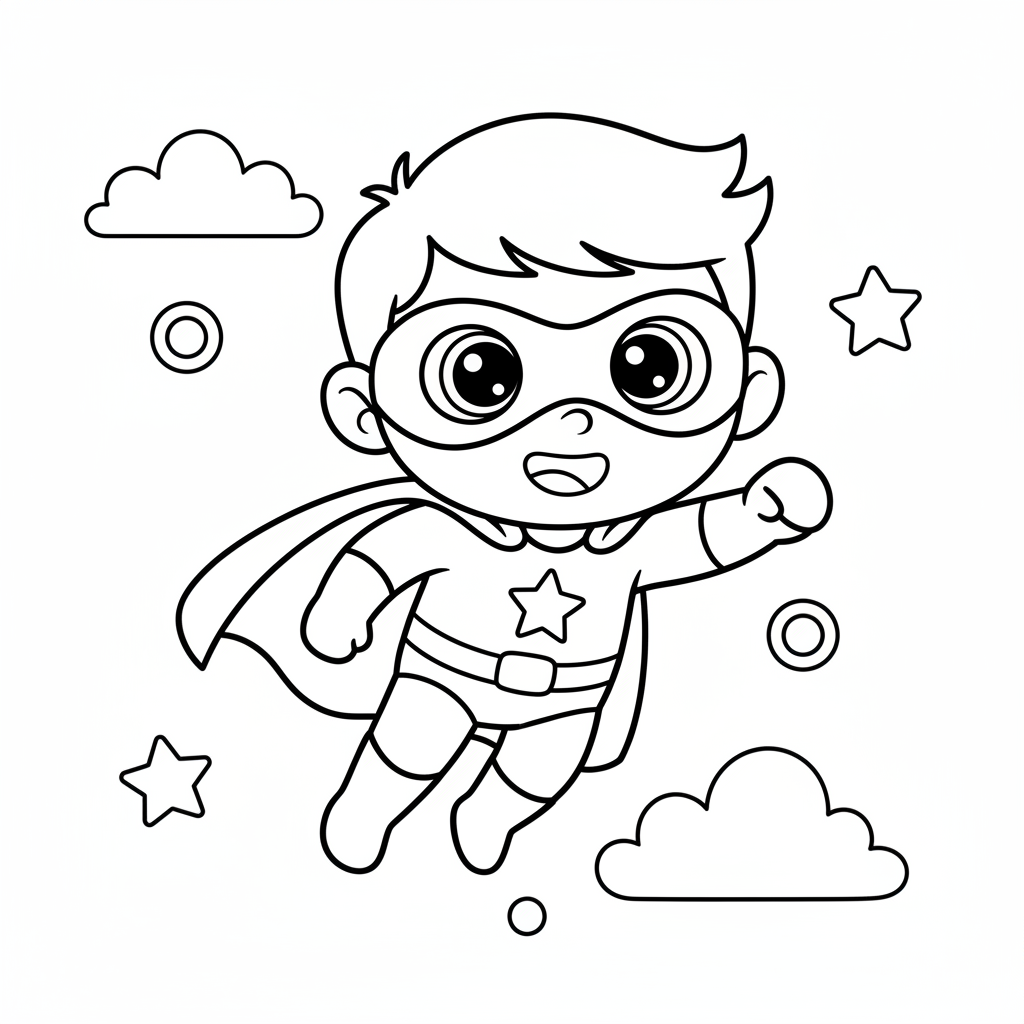 Superhero coloring page for preschoolers - Standard style