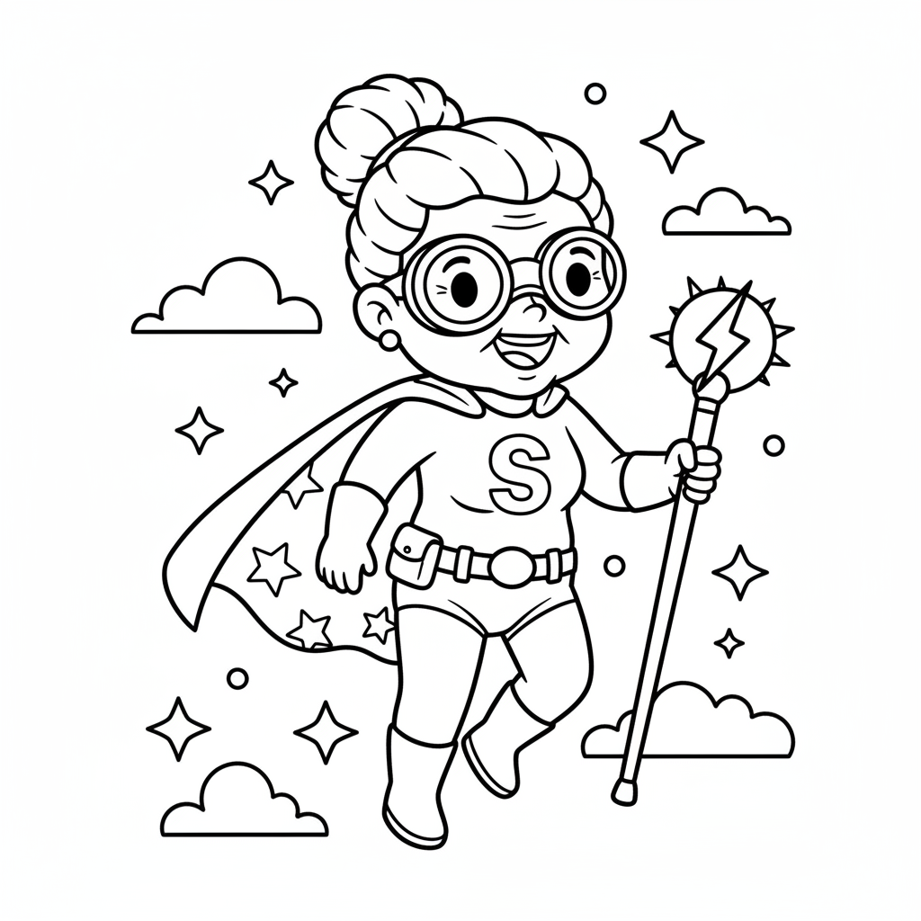 Superhero coloring page for seniors - Standard style