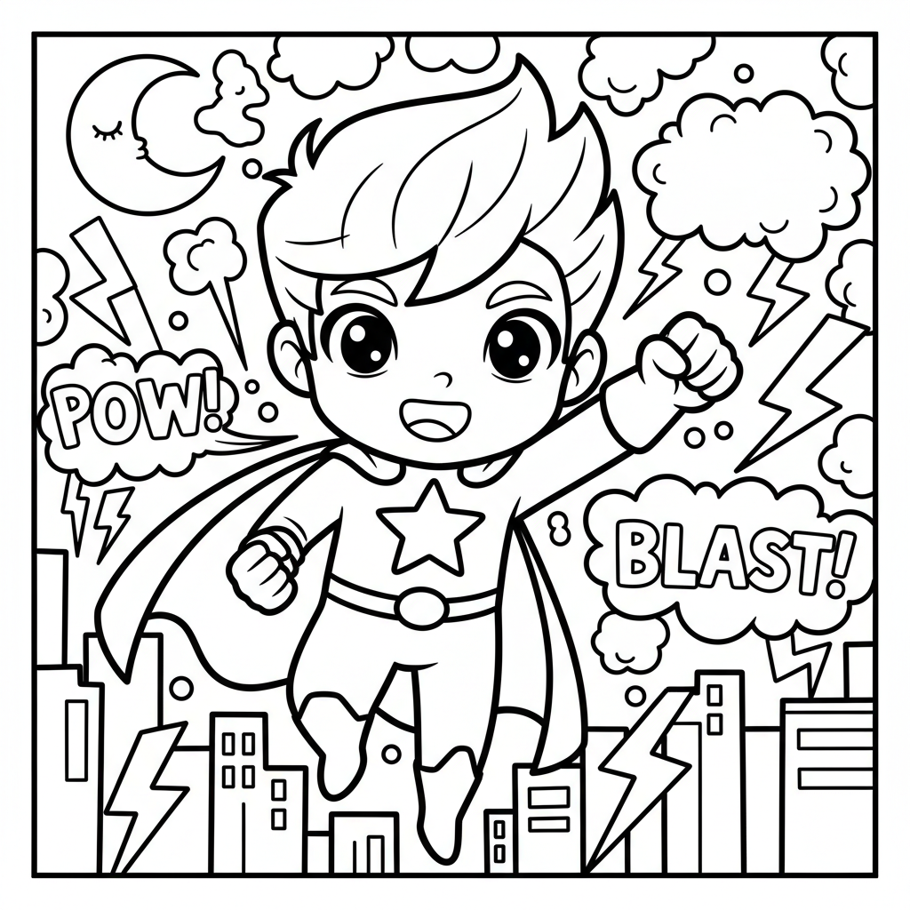 Superhero coloring page for teens - Standard style