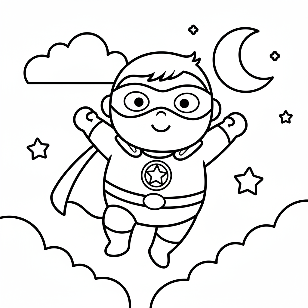 Superhero coloring page for toddlers - Standard style