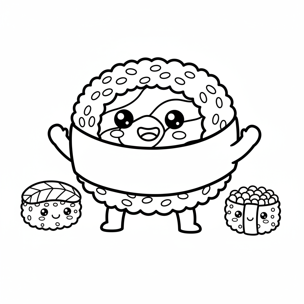 Sushi coloring page for preschoolers - Standard style