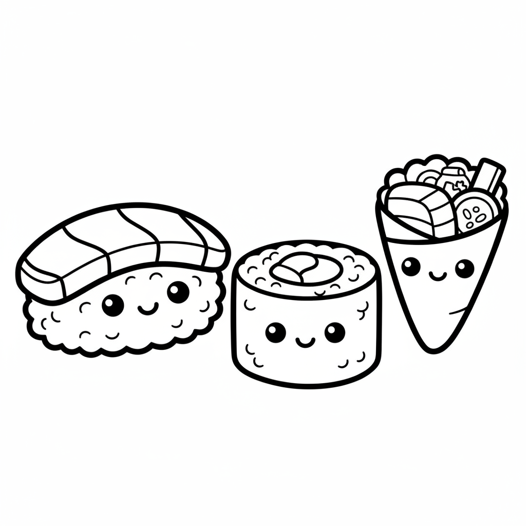 Sushi coloring page for toddlers - Standard style