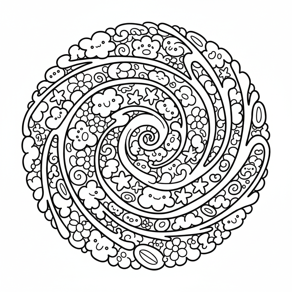 Swirl coloring page for adults - Standard style